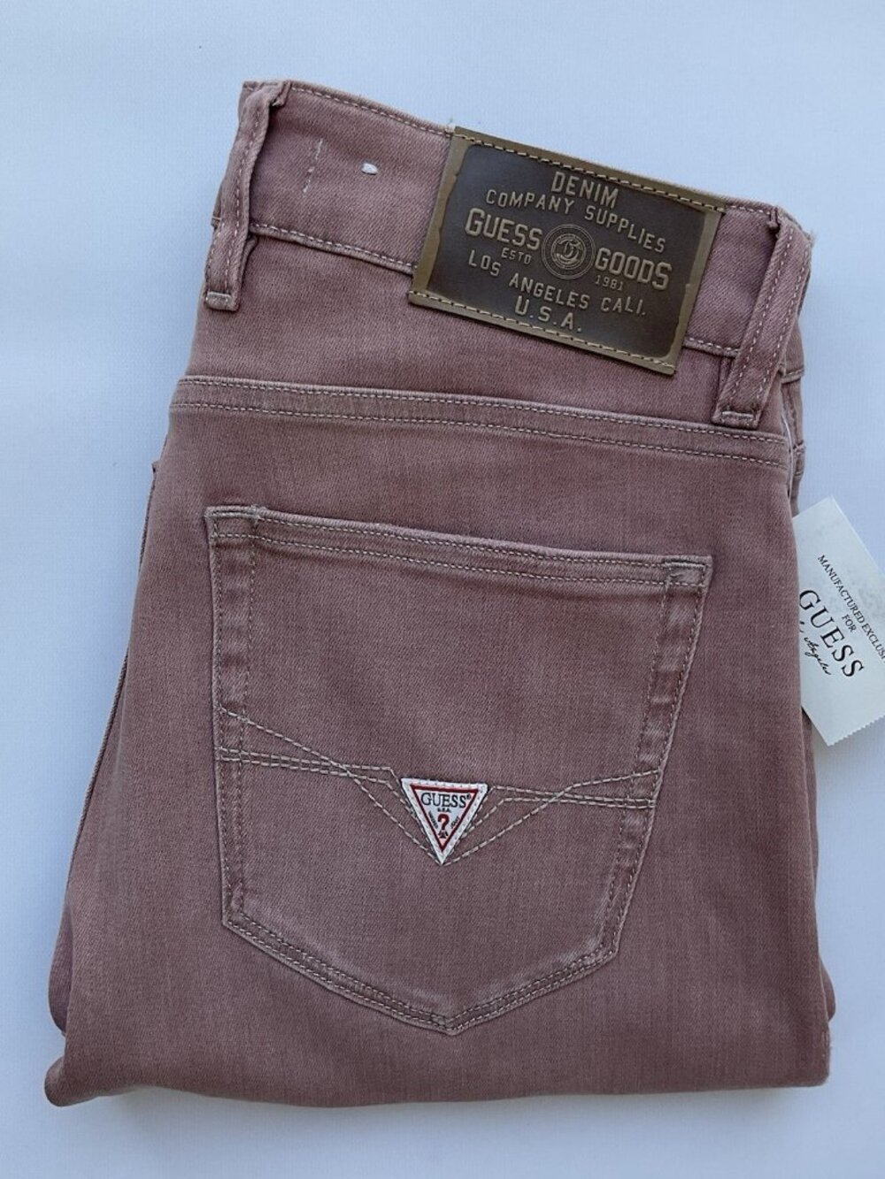 Guess Men's Slim Tapered Jeans Super Stretch Comfort Light Pink Denim Size 30